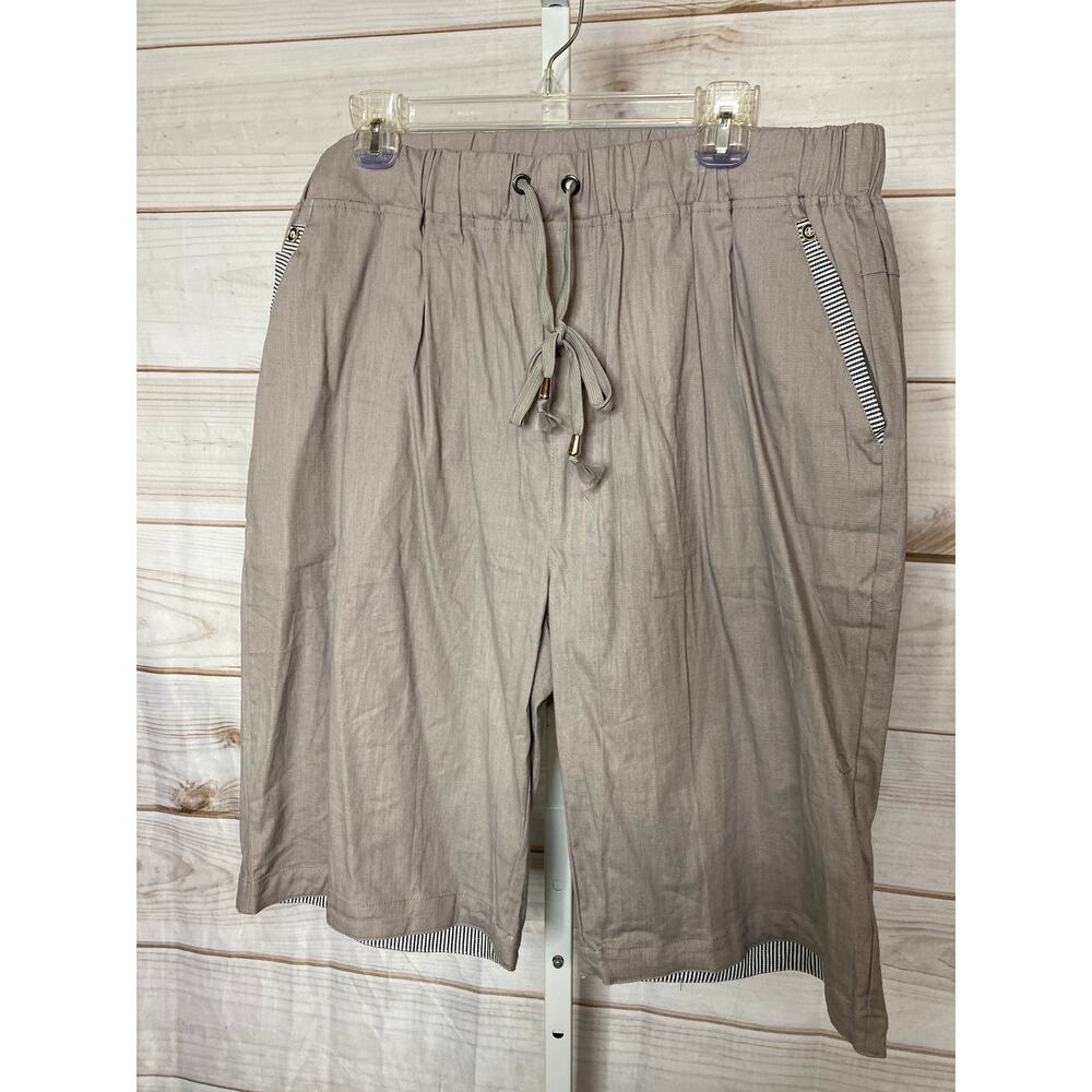 Brand New Janmid Women's Size 2XL XXL Linen Blend Gray Bermuda Shorts
